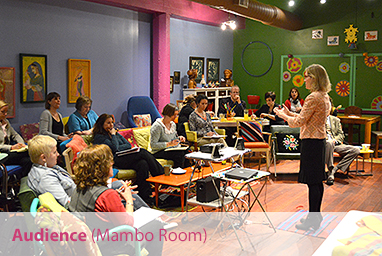 Download a photo of an audience in the Mambo Room