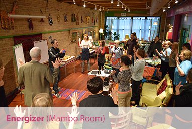 Download a photo of an energizer exercise in the Mambo Room